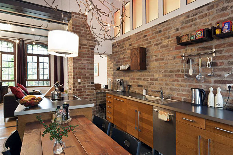 „Brown Loft“ stiliaus virtuvė - interjero dizainas