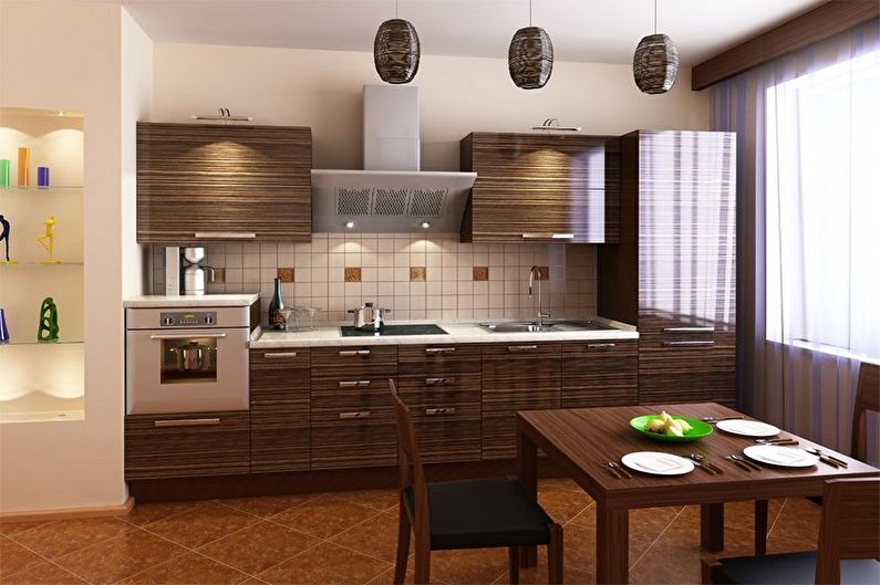 Rudas virtuvės dizainas - grindų apdaila