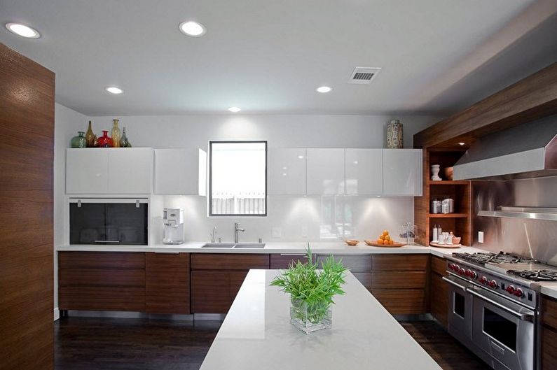 การออกแบบห้องครัวสีน้ำตาล - ติดเพดาน