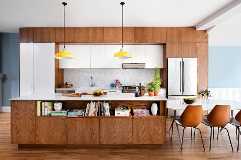 Smeđi dizajn interijera kuhinje - fotografija