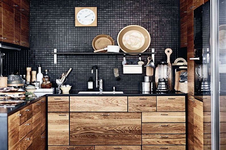 Design de interiores de cozinha marrom - foto