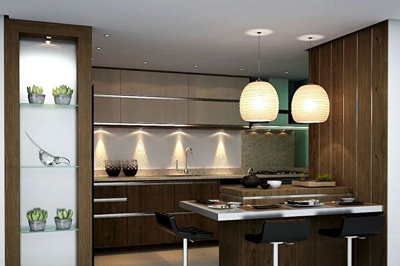 Rudas virtuvės interjero dizainas - nuotrauka