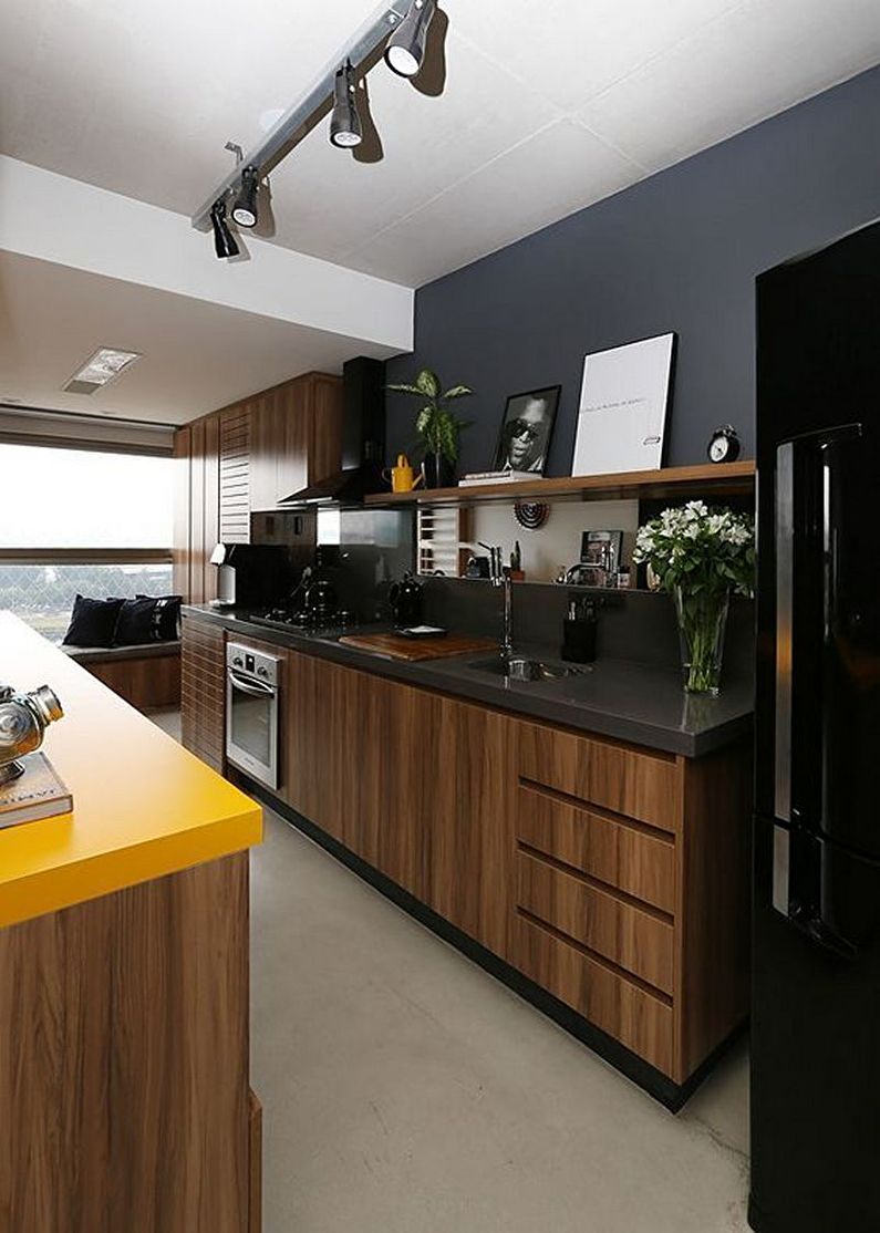 Design de interiores de cozinha marrom - foto
