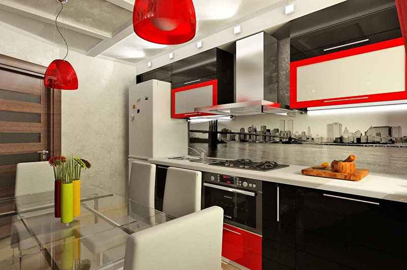 Црвена и црна кухиња у модерном стилу - Дизајн ентеријера