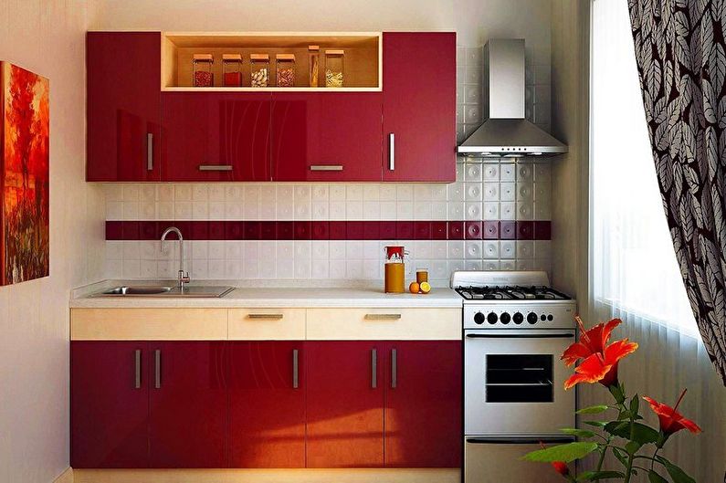 Червена и черна кухня - Интериорен дизайн снимка