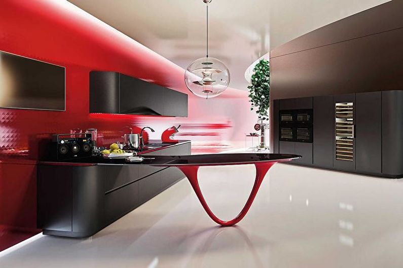Cucina rossa e nera - foto di interior design