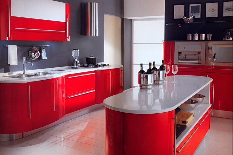 Bucătărie roșie și neagră - fotografie de design interior