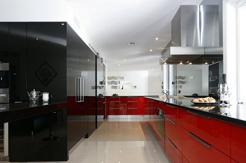 Piros és fekete konyha - Fotó belsőépítészet