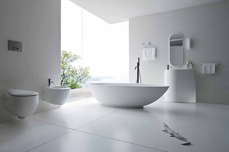 Minimālisma balta vannas istaba - interjera dizains