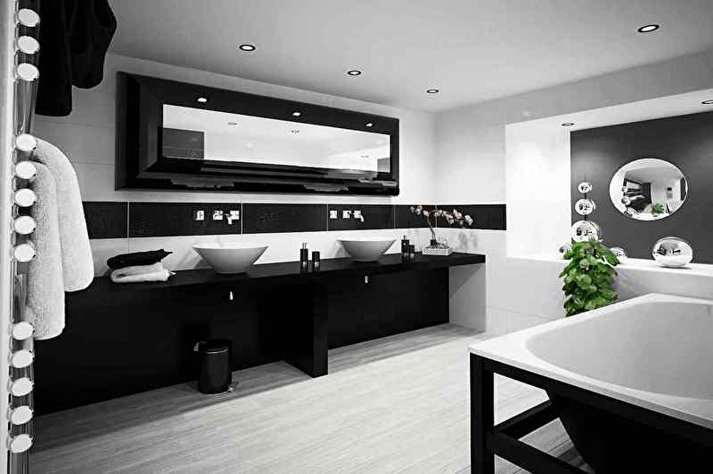 Черна баня с минимализъм - Интериорен дизайн