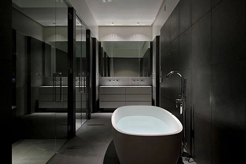 Crna kupaonica minimalizma - Dizajn interijera