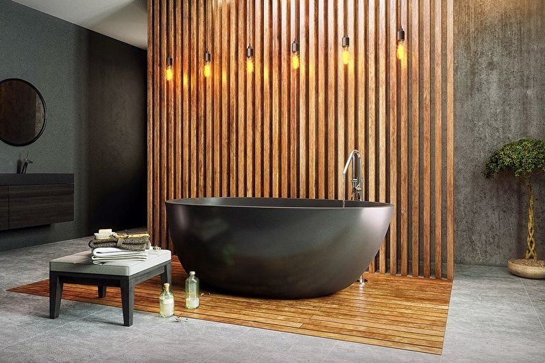 Bilik mandi hitam minimalis - Reka Bentuk Dalaman