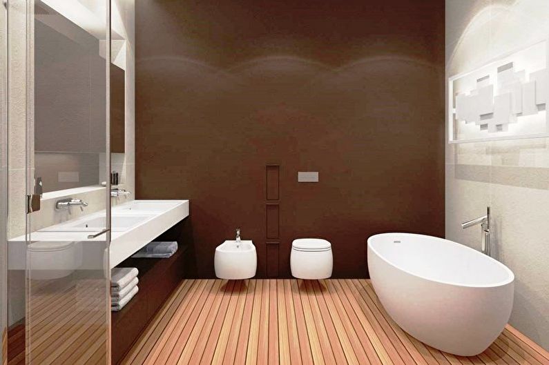 Minimalism brown bathroom - การออกแบบตกแต่งภายใน