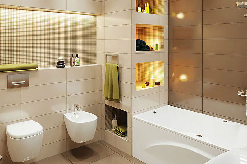 Smeđa kupaonica minimalizma - Dizajn interijera