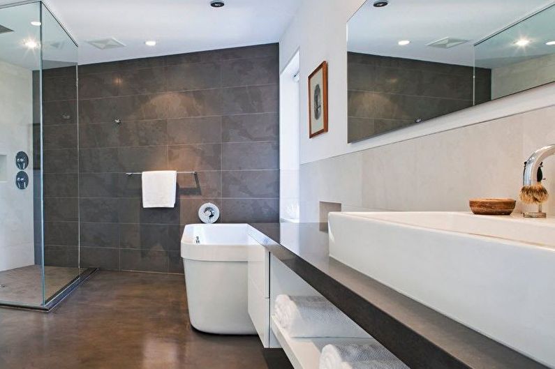 Minimālisma vannas istabas dizains - grīdas apdare