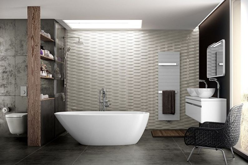 Минималистичен дизайн на баня - декорация на стени