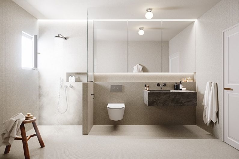 Minimālisma dizaina vannas istaba - mēbeles