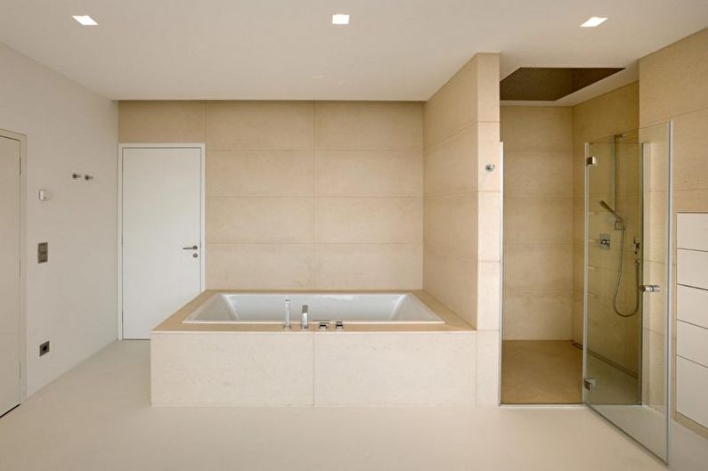 Minimalizmo dizaino vonios kambarys - apšvietimas