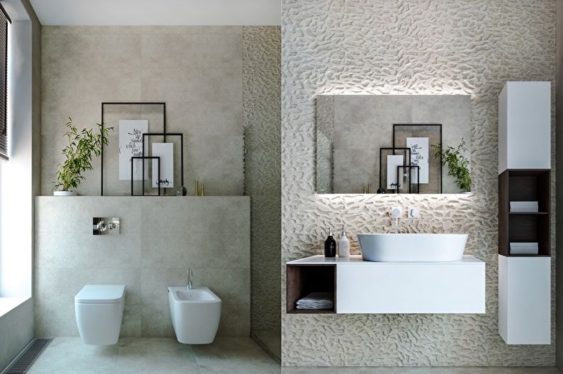 Минимализъм Дизайн на баня - декор и текстил