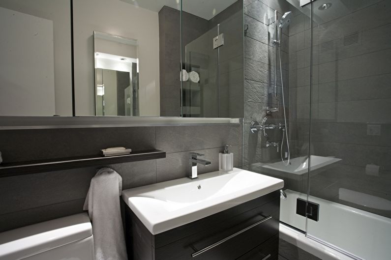 Mažas minimalizmo stiliaus vonios kambarys - interjero dizainas