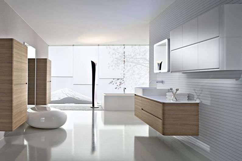 Diseño de interiores de baño de estilo minimalista - foto