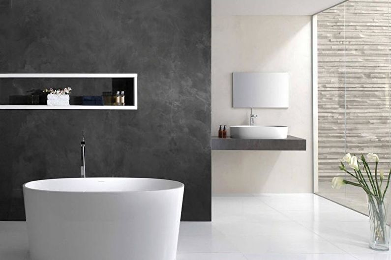 Minimalizmo stiliaus vonios kambario interjero dizainas - nuotrauka