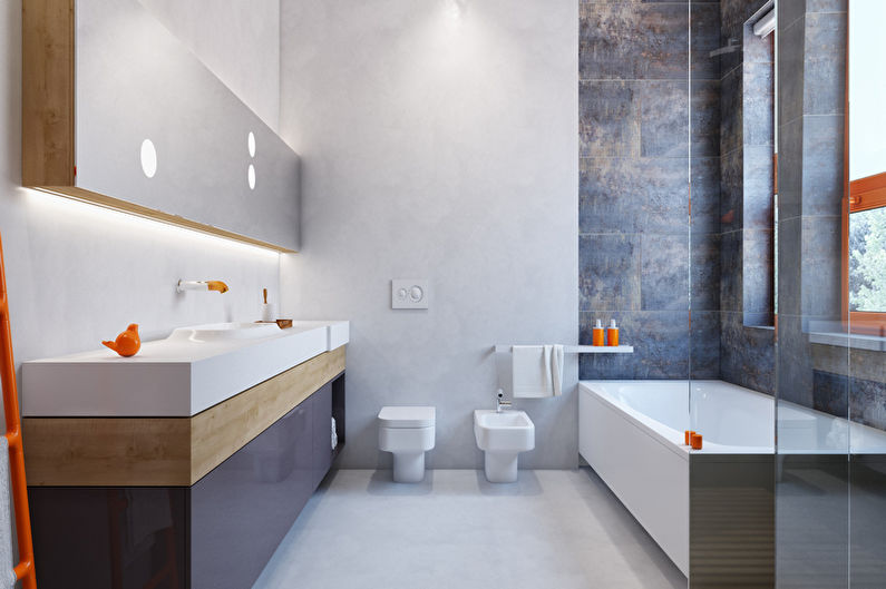 Diseño de interiores de baño de estilo minimalista - foto
