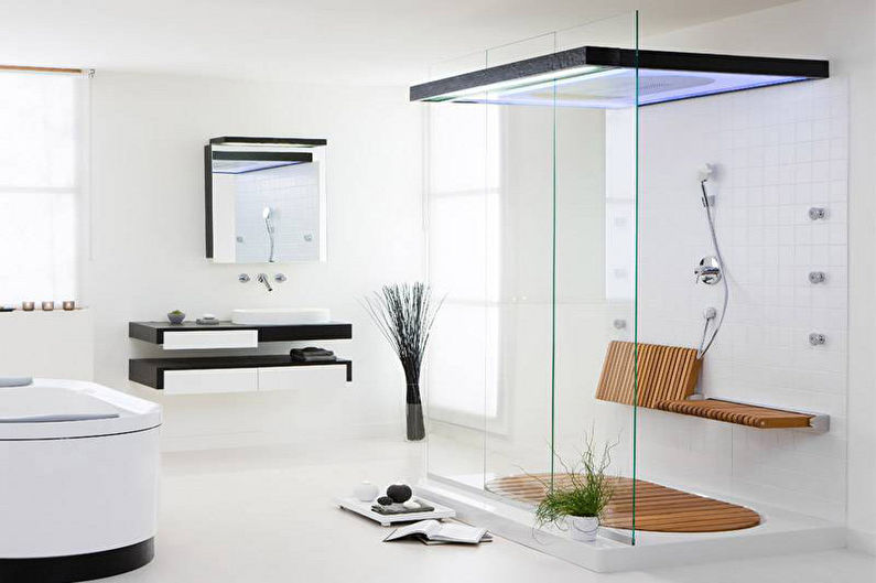 Minimalizmo stiliaus vonios kambario interjero dizainas - nuotrauka