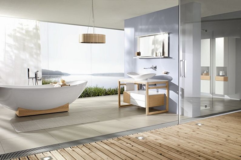 Reka bentuk dalaman bilik mandi gaya minimalis - foto