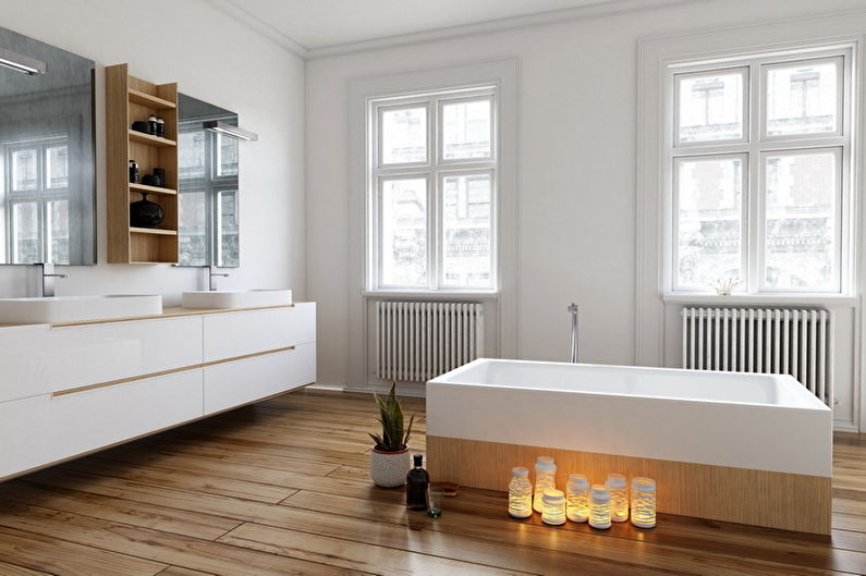 Interiérový design koupelny v minimalistickém stylu - fotografie