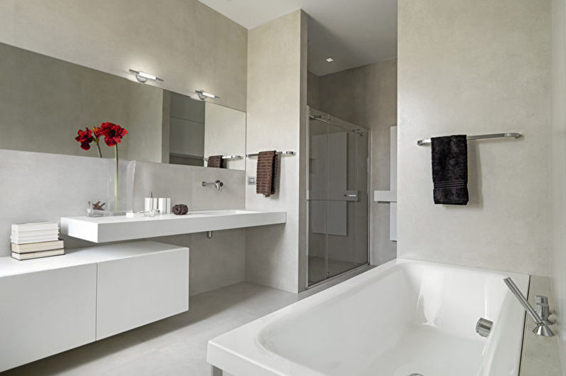 Interiérový design koupelny v minimalistickém stylu - fotografie