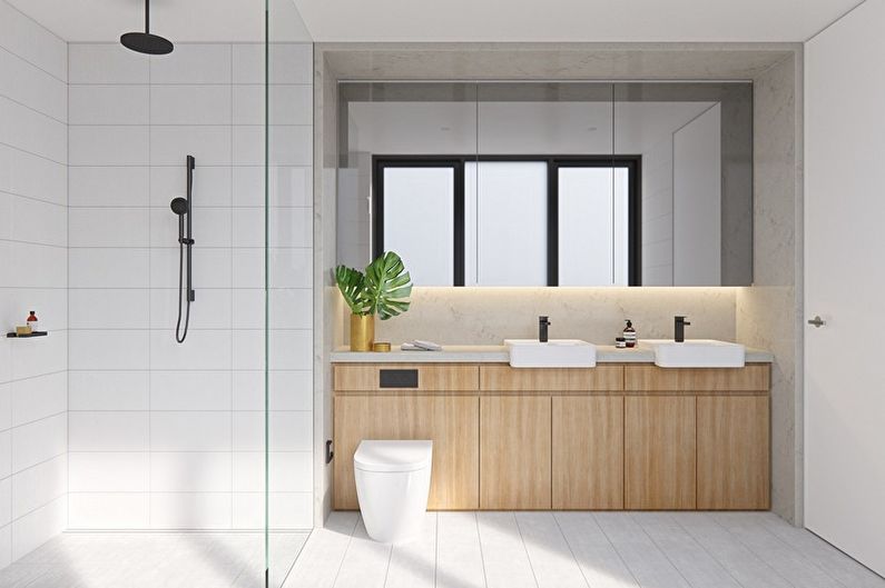 Интериорен дизайн на баня в минимализъм - снимка