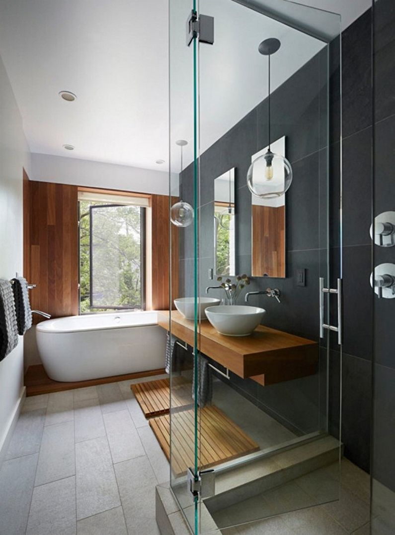 Reka bentuk dalaman bilik mandi gaya minimalis - foto