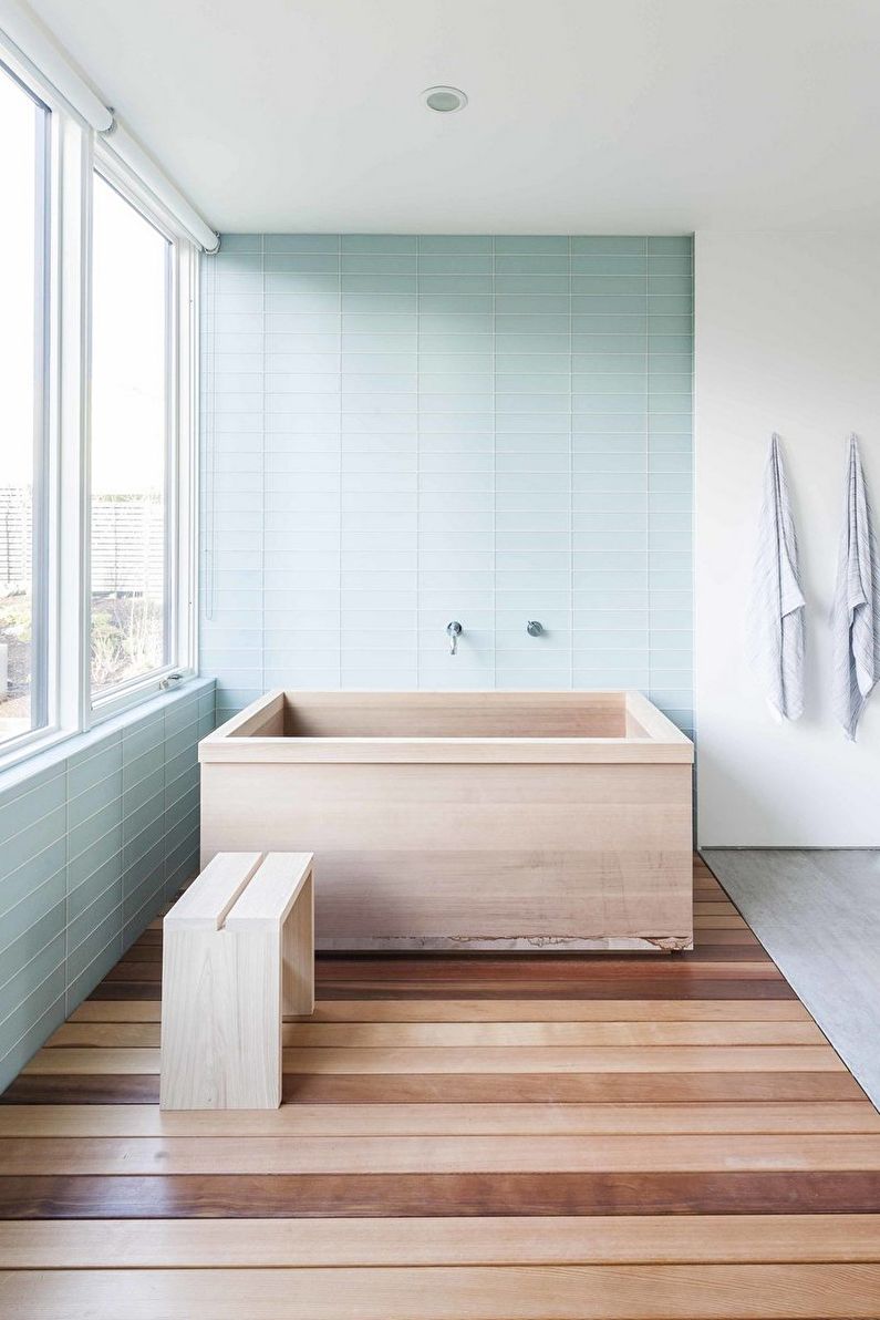 Интериорен дизайн на баня в минимализъм - снимка