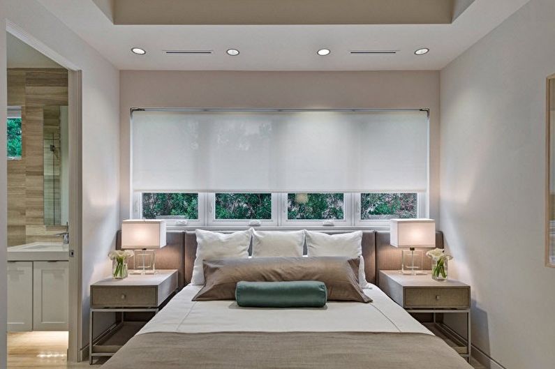Beżowa sypialnia minimalizmu - architektura wnętrz