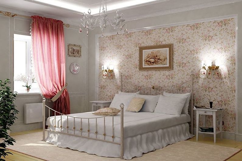Beige soveværelse i Provence-stil - Interiørdesign
