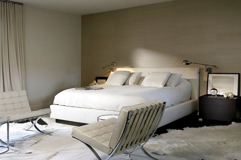ห้องนอนสีเบจ - รูปภาพการออกแบบตกแต่งภายใน