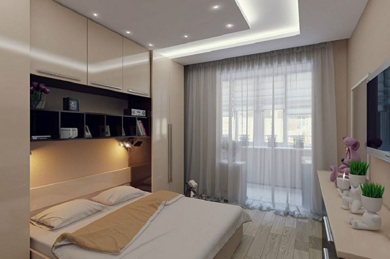 Smėlio spalvos miegamasis - interjero dizaino nuotrauka