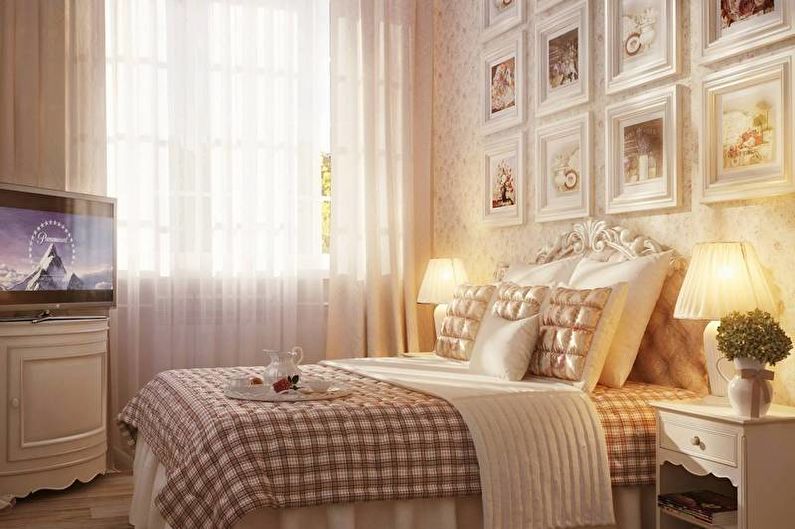 Smėlio spalvos miegamasis - interjero dizaino nuotrauka