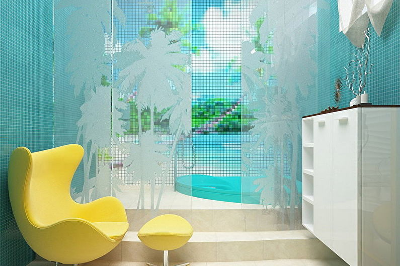 Banheiro turquesa minimalista - design de interiores