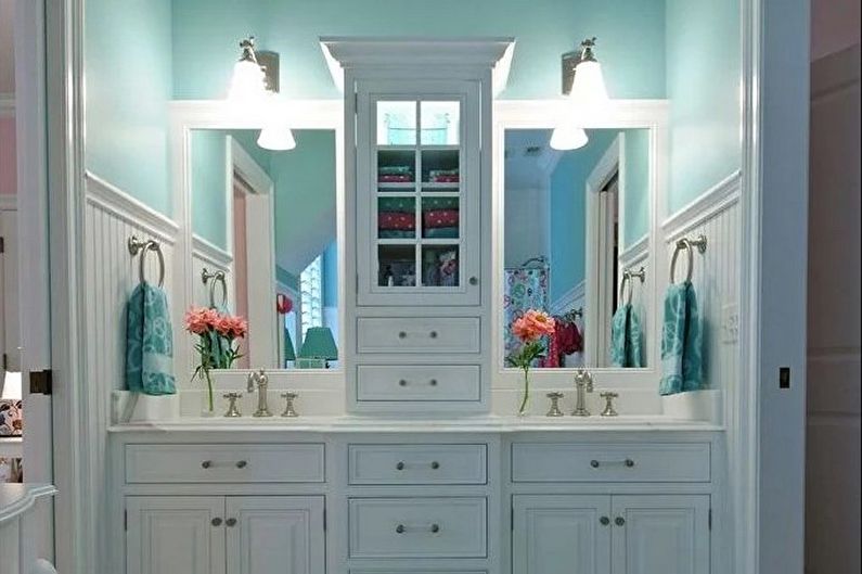 Phòng tắm màu ngọc lam Retro - Thiết kế nội thất