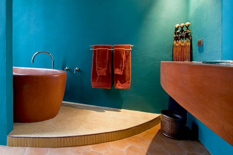 Salle de bain turquoise de style oriental - Design d'intérieur
