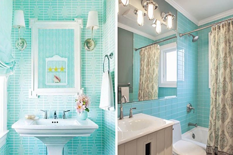 Klasiskā tirkīza vannas istaba - interjera dizains
