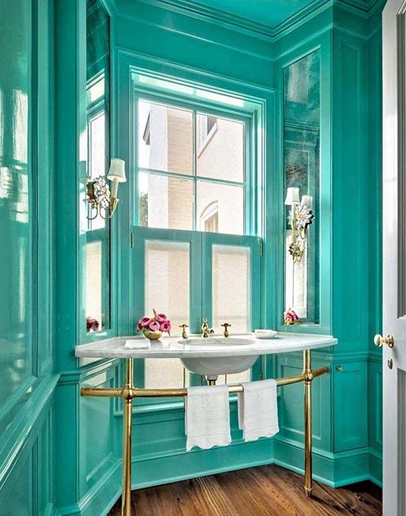 Salle de bain turquoise classique - Design d'intérieur