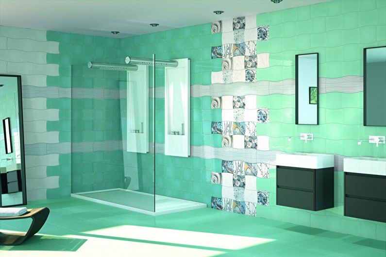 Tyrkysový koupelnový design - stropní úprava