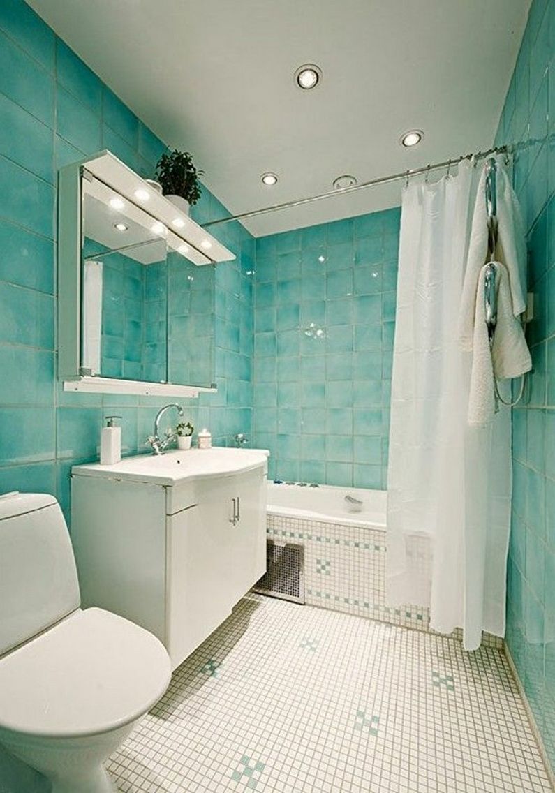 Conception de salle de bain turquoise - Finition plafond