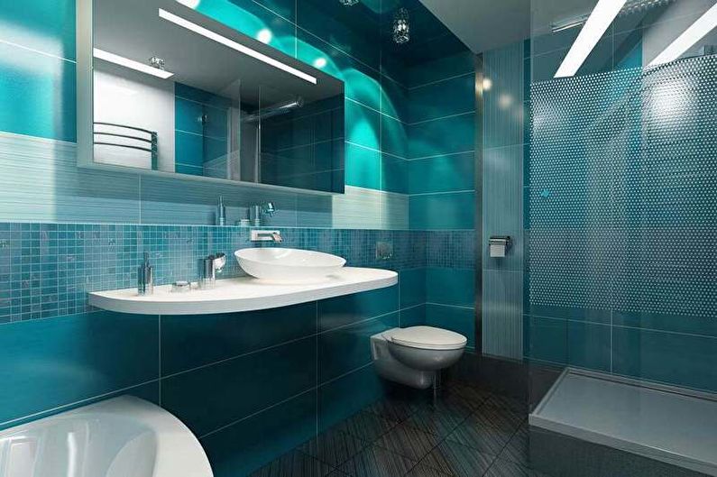 Petite salle de bain turquoise - Design d'intérieur