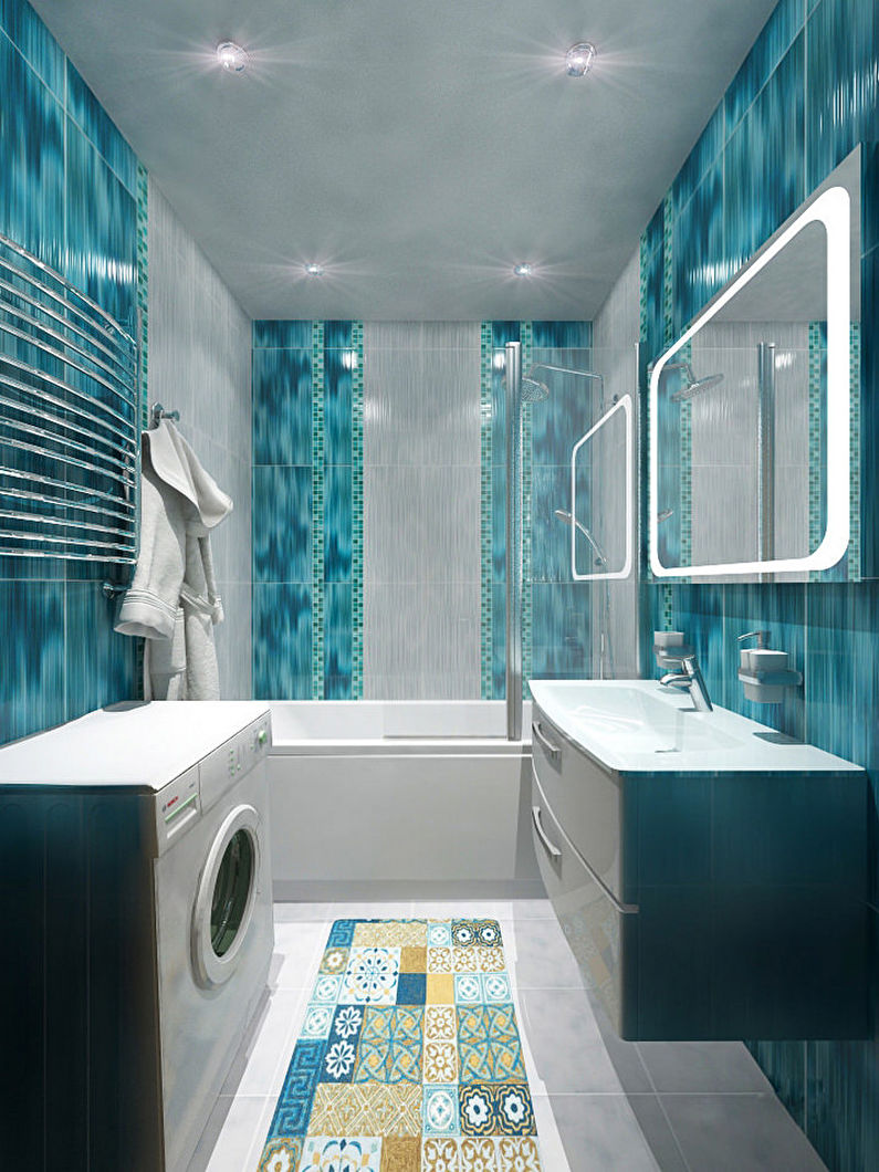 Petite salle de bain turquoise - Design d'intérieur