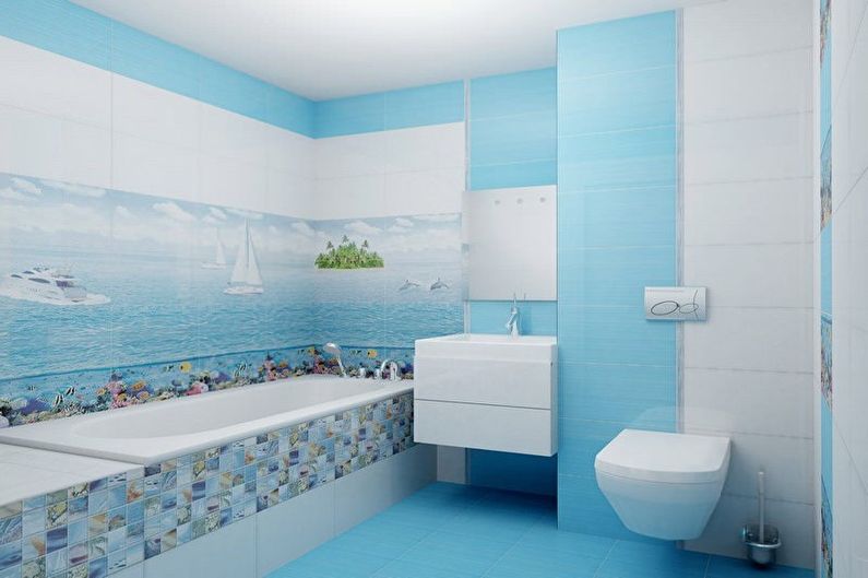 Tyrkysová kúpeľňa - interiérový dizajn foto