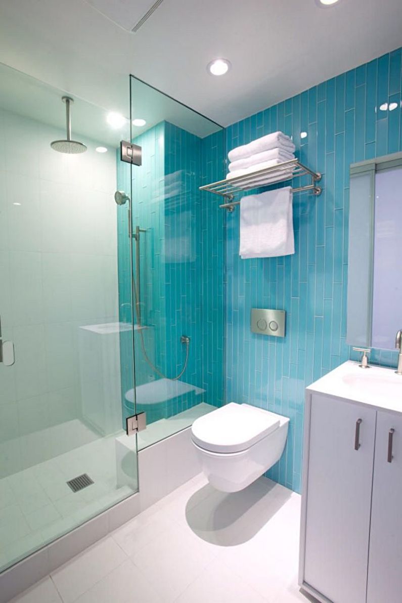 ห้องน้ำสีฟ้าคราม - ภาพการออกแบบตกแต่งภายใน